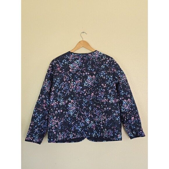 Croft & Barrow Reversible Quilted Jacket Petite XL Navy Floral Lightweight - Picture 3 of 7